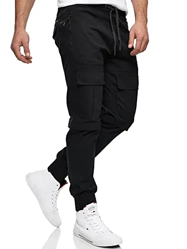 Produktbild Indicode Herren Dennis Cargohose aus 98% Baumwolle mit 6 Taschen | Cargo Hose für Männer Black, XL