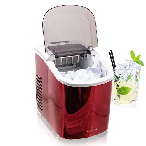 Design Edelstahl Eiswürfelmaschine Eiswürfelbereiter IceMaker Maschine Rot