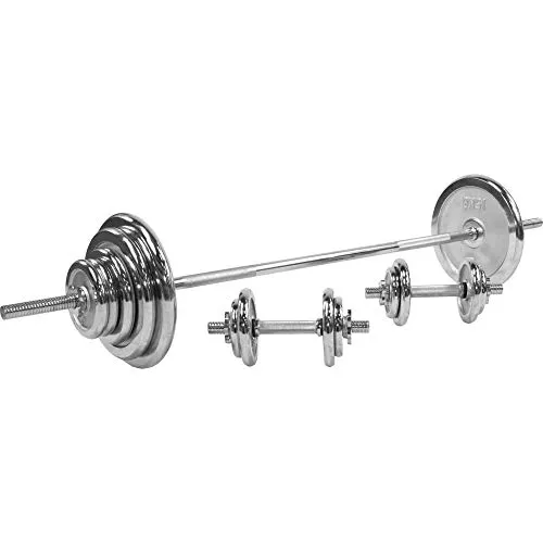 GORILLA SPORTS® Hantelset 100kg – Vielseitiges Langhantel- und Kurzhantelset - Vielseitiges Hantelset mit 100 kg Gesamtgewicht: Ideal für individuelles Training im Home-Studio. Perfekt für Anfänger und Fortgeschrittene, um gezielt Muskelgruppen zu trainieren.