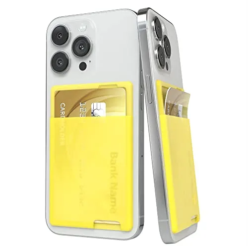 EAZY CASE Smartphone Kartenhalter aus Silikon zum aufkleben, starkhaftendes Kartenetui, selbstklebendes Kartenfach, Kreditkartenetui für Handys, Kartenhülle für Kreditkarte und EC-Karte, Gelb