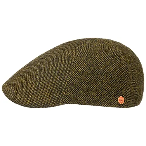 Mayser Classic Tweed Flatcap Schirmmütze Schiebermütze Wollcap Herren - Made in The EU Winter Herbst-Winter - 58 cm grün