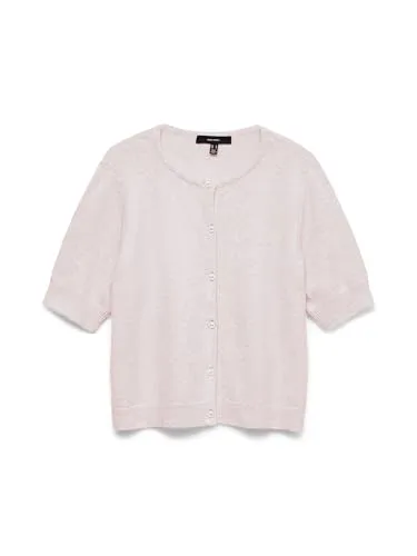 VERO MODA VMDOFFY Strickjacke für Damen - Stylische Strickjacke mit Rundhalsausschnitt und Halbarm, gefertigt aus 94% recyceltem Polyester. Ideal für einen modernen Look und vielseitige Kombinationen.