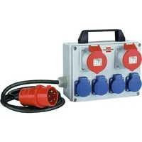 Brennenstuhl CEE-Stromverteiler BKV 2 4 T - mobil, 2x CEE 16A 400V und 4x Schutzkontakt 230V, IP44 Spritzwasserschutz für Außenbereiche