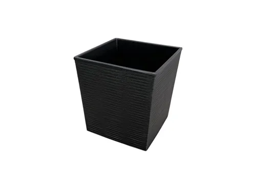 Engelland Pflanzkübel Blumentopf aus recyceltem Kunststoff & Holz (WPC), Rillenoptik (UV-beständig, wetterfest, quadratisch), Blumenkübel für Garten, Balkon, Terrasse, Innen- und Außenbereich