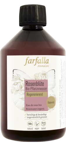 Farfalla Bio-Pflanzenwasser Rosenblüte 500ml - Gesichtsreinigung mit erfrischendem Rosenwasser, ideal für empfindliche Haut und sorgt für einen strahlenden Teint.