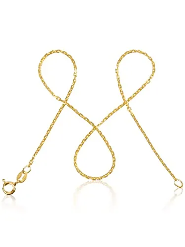 modabilé Panzerkette Damen Halskette Vergoldet 925er Sterling Silber (70cm 1,3mm breit) Goldkette ohne Anhänger Goldene Kette Kurz 925 Frauen