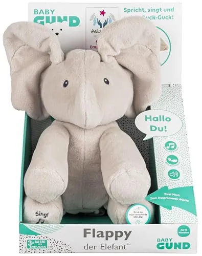 GUND Flappy, der singende und sprechende Elefant - Interaktive Plüschtiere mit beweglichen Ohren und einem niedlichen Lied, ideal für Kinder ab 6 Monaten - fördert Spiel und Spaß!