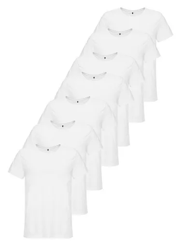 Tazzio Herren T-Shirt 7er-Pack - Rundhals Basic Shirt (Weiß, M) - Hochwertige T-Shirts für Herren im 7er-Pack. Ideal für jeden Anlass, bietet hohen Tragekomfort und eine schmale Passform. Perfekt für sportliche und stylische Outfits.
