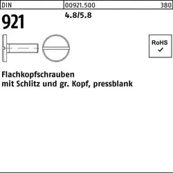 Flachkopfschraube DIN 921 Schlitz M3x 6 4.8/5.8 100 Stück