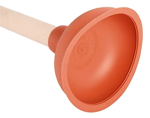 Sanitop-Wingenroth Pömpel Abflussreiniger Pumpfix | Nachhaltiger Ausgussreiniger ohne Chemie | FSC-zertifiziert | Ø 11 cm Saugglocke TPE | Mit Stiel | Höhe 39,5 cm | 25100 6, Orange - 110 Mm