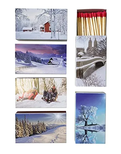 itsisa Lange Streichhölzer 6er Set (Winter) - Kaminhölzer, Kerzen Zündhölzer