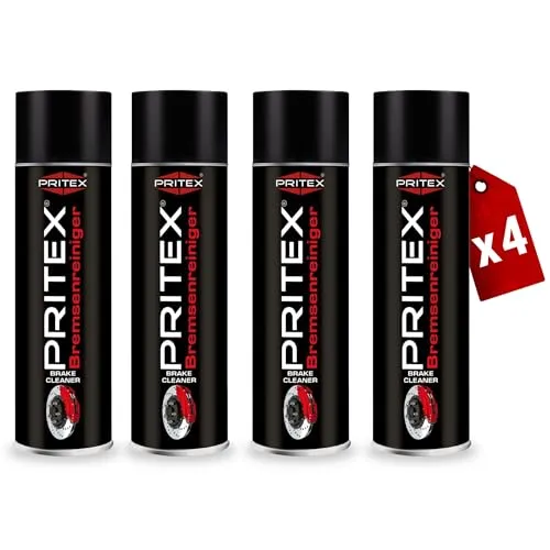 PRITEX – Bremsenreiniger Spray 4 x 500 ml – Auto Teilereiniger zur Entfettung von Bremsen, Kupplungen, Motor- & Maschinenteilen – rückstandsfrei & umweltneutral