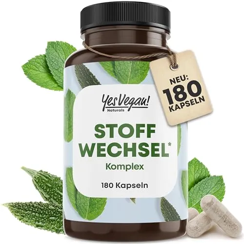 Yes Vegan® Stoffwechsel Kapseln (180 Kapseln) mit Cholin, Zink, L-Carnitin, Chrom, Koffein Kapseln