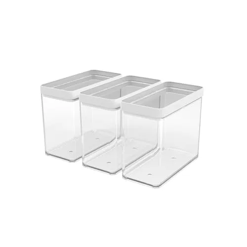 ROTHO Vorratsdose FERA, 4er-Set - Frischhaltedosen-Set aus hochtransparentem Kunststoff mit Silikondichtungsring, hält Lebensmittel aromadicht und schützt vor Motten. Ideal für eine übersichtliche Vorratshaltung.