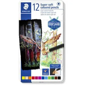 Staedtler Buntstifte Super soft, Design Journey, farbig sortiert, im Metalletui, 12 Stück