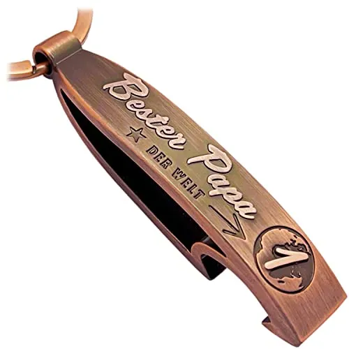 LANOLU Schlüsselanhänger bester Papa, Flaschenöffner Anhänger Geschenke, Glücksbringer, Vatertagsgeschenk – Vatertag Metall