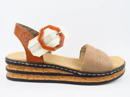Rieker Damen Keilsandalen 62964 – Bequeme Wedge-Heel Sandalen für den Sommer - Wanderschuhe: Stilvolle und bequeme Keilsandalen mit 4.1 cm Absatzhöhe, ideal für entspannte Sommertage und Freizeitaktivitäten.