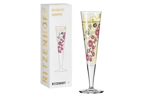 Ritzenhoff Champagnerglas Goldnacht - Edles Champagnerglas aus Kristallglas mit Goldanteilen im Dekor, stilvolles Design von Kathrin Stockebrand, perfekt für besondere Anlässe und in exklusiver Geschenkverpackung.