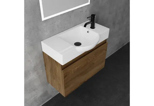 Alpenberger Badmöbel-Set 55 cm mit Softclose - Badmöbel-Set für kleine Bäder, inklusive Waschbecken und Unterschrank mit Soft-Close-Funktion für geräuschloses Schließen. Hergestellt in Europa, bietet es hohe Qualität und Langlebigkeit.