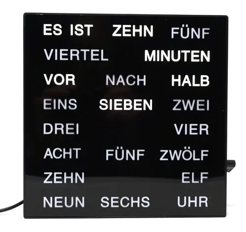 CBK-MS Uhr mit deutscher LED Wort Anzeige Tischuhr Wortuhr 20x20cm Wanduhr