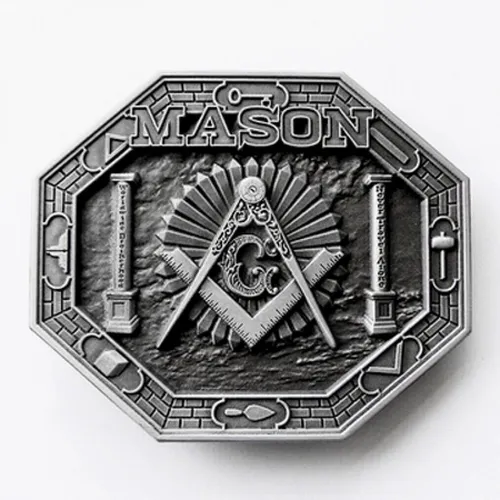 Buckle Mason, Freimaurer, Geheimbund, Altsilber, Gürtelschnalle