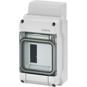 Hensel Sicherungskasten KV 1503, IP54 für Feuchtraum - Praktischer Sicherungskasten für Feuchträume mit IP54-Schutz. Bietet Platz für 3 Module, ideal für Aufputzmontage. Robuste transparente Tür und geprüfte Qualität machen ihn zur perfekten Wahl für sichere Elektroinstallationen.