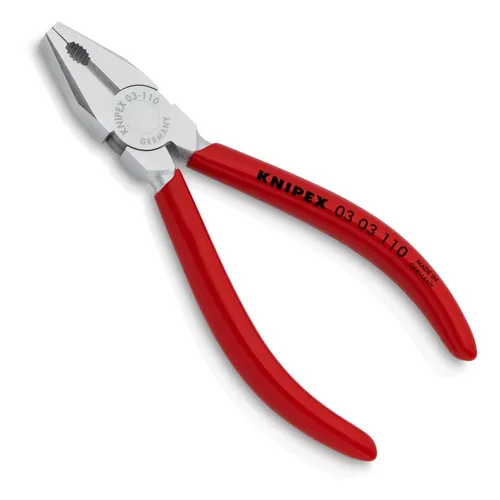 Knipex 03 03 110 Mini-Kombizange - Kompakte Kombizange für Handwerk und Hobby, ideal für Feinmechanik und EDC. Mit induktiv gehärteten Schneiden für präzises Schneiden von Draht bis Ø 2,5mm.