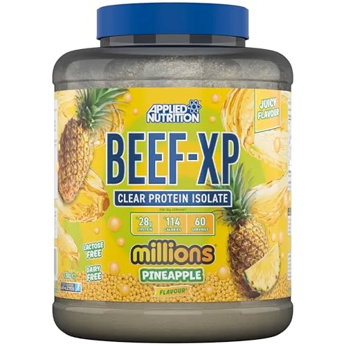 Applied Nutrition Beef XP – Klares Hydrolysiertes Fruchtsaftartiges Beef Protein Isolate, Beef Protein Powder ohne Milchprodukte, Laktose, Zucker, Fettarm (1.8kg, Pineapple)