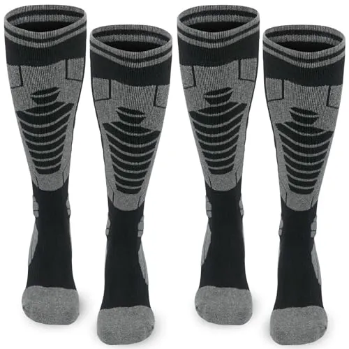 ouhos 2 Paar Lange Dicke Thermosocken Wintersocken Skisocken Herren 43-46, Thermo Winter Kniestrümpfe mit Polsterung für Ski und Snowboard Frottee Socken Herren