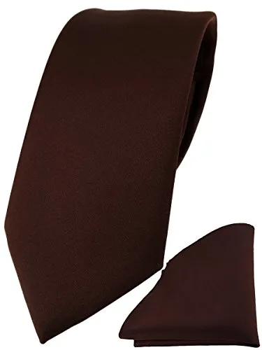 TigerTie Herren Krawatte – Klassische 7,5 cm Krawatte Designer Einstecktuch in dunkelbraun einfarbigem Design, ideal für Geschäftstermine, festliche Anlässe und die Freizeit