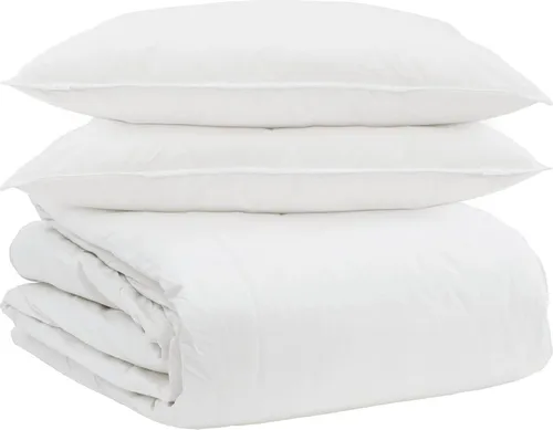 vidaXL Bettdecke mit Kissen Set 3 pcs Weiß - Kuscheliges Bettwäsche-Set für entspannte Nächte, gefüllt mit weichen Daunen und Federn. Ideal für Frühling und Herbst, pflegeleicht und maschinenwaschbar.