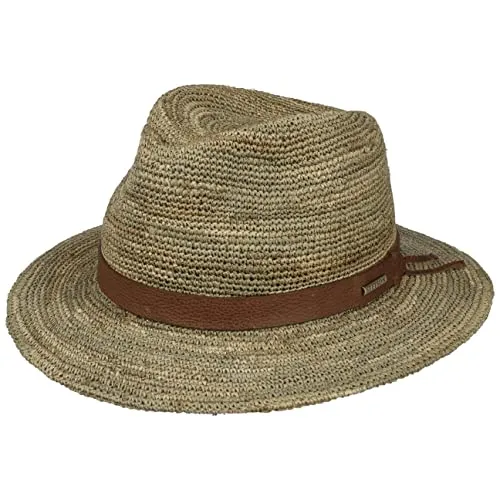 Stetson Crochet Traveller Seegrashut - Vintage-Stil Sommerhut - Panamahut aus 100% Stroh mit breiter Krempe für optimalen Sonnenschutz, handgefertigte Qualität und elegantes Ledergarniturband machen ihn zum perfekten Begleiter für stilvolle Tage im Freien.