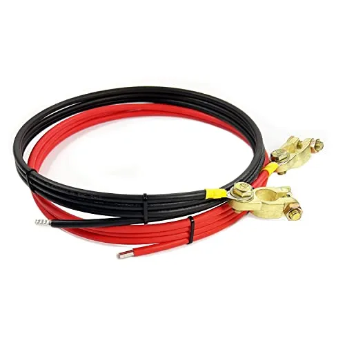 solartronics 1 Paar Solarladeregler Batterie Verbindungskabel 2m 6mm² Kupfer mit massiven Batterieklemmen für Autobatterie Solarbatterie Batteriekabel H1Z2Z2-K Solar Laderegler (rot/schwarz)