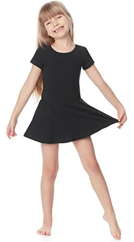 Merry Style Mädchen Body mit Rock Balletkleid Kurzarm MS10-136 (Schwarz, 128)