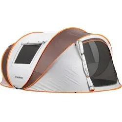 Zelt Pop Up Wurfzelt Wasserdicht 4-8 Weiß & Braun (5-8 Personen)
