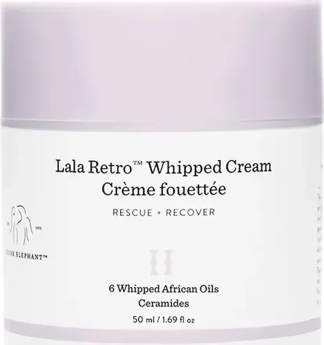 Drunk Elephant Lala RetroTM Whipped Cream 50 ml - Tagespflege für trockene Haut mit sechs afrikanischen Ölen und Ceramiden, die die Hautbarriere regenerieren und intensive Feuchtigkeit spenden.