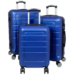 Kofferset Trolleyset 3 teilig Como Hartschale Reisekoffer ABS Blau - Blau