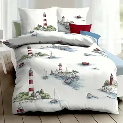 Kaeppel Mako-Satin Bettwäsche Küstenlandschaft in blau von Kaeppel