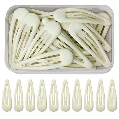 KYSUN 30 Stk Haarspangen, 5 cm, Mädchen, Barrette, Metall, Kinder (Milchig-weiß)
