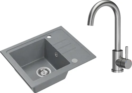 VBChome Granitspüle Grau 55 x 44 cm mit Armatur