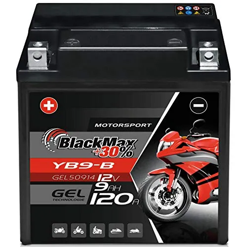 BlackMax YB9-B Motorradbatterie GEL 12V 9Ah