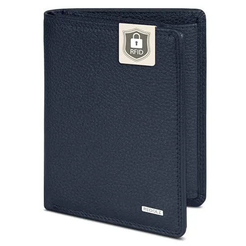 REDOLZ Leder-Geldbörse Hochformat mit RFID-Schutz - Kreditkartenhülle für Herren, handgefertigt aus hochwertigem Leder, mit 8 Kartenfächern und RFID-Schutz für optimale Sicherheit und Ordnung.