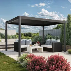 PRIMEYARD Luma 4x3m Pergola mit Lamellendach in Anthrazit - Elegante 4x3m Pergola in Anthrazit mit einem flexiblen Lamellendach. Ideal für stilvolle Außenbereiche und optimalen Wetterschutz.