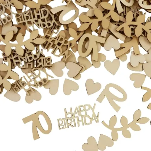 Stück Holz Konfetti 70 Geburtstag Deko,1,5cm-6,3cm 70 Geburtstag Deko Confetti,Deko 70 Geburtstag Mann Frau,Geburtstag Deko Confetti,Geburtstagsdeko 70 150