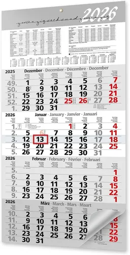 Kalender 2026 Wandkalender 4-Monats Planer groß Bürokalender Viermonatskalender