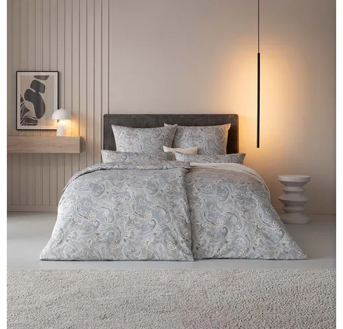 Estella Bettwäsche Estella Mako-Satin Bettwäsche 155x220 Diana grau Paisley silber sand, Mako-Satin, 2 teilig