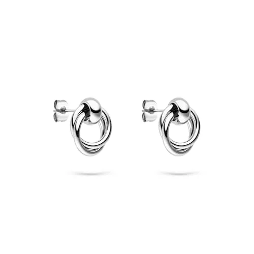 s.Oliver Ohrring - Elegante Ohrstecker aus poliertem Edelstahl - Hochwertige Ohrstecker aus poliertem Edelstahl in Silber, 16 mm groß, mit Butterfly-Verschluss. Modernes Design und hochwertige Verarbeitung machen sie zum perfekten Geschenk in einem wiederverwendbaren Baumwoll-Säckchen.