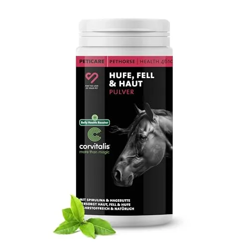 Peticare Hufe & Fell Pulver für Pferde | Unterstützt gesunde Hufe, Haut & glänzendes Fell | Mit Biotin, Zink & Bierhefe | Natürliches Ergänzungsfutter | petHorse Health 4610