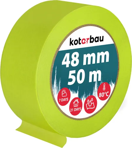 KOTARBAU® Neon Malerkrepp 50 m Kreppband 48mm Malerband Abklebeband Maler Klebeband Maler Zubehör Fluoreszierendes Grün Kreppapier Malerbedarf