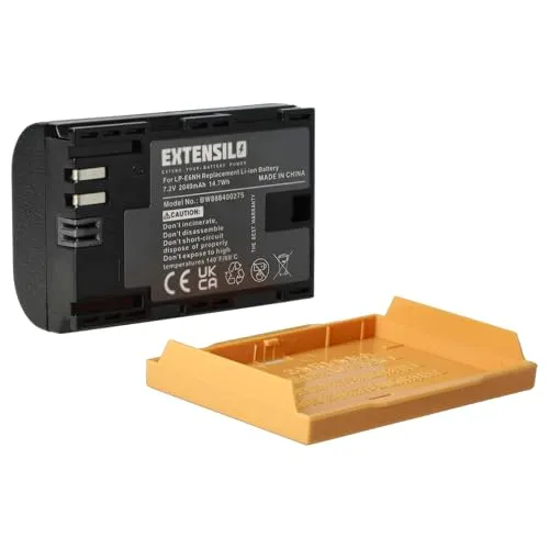 EXTENSILO Akku für Canon EOS 80D, R5, R6 und mehr - Hochleistungs-Akku für Digitalkameras, 2040 mAh, wiederaufladbar und langlebig. Ideal als Ersatz für LP-E6, LP-E6NH - für ununterbrochenes Fotografieren!